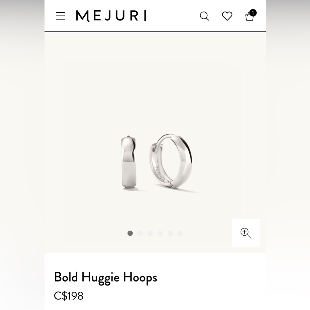 MEJURI 14K WHITE GOLD BOLD HUGGIE HOOPS